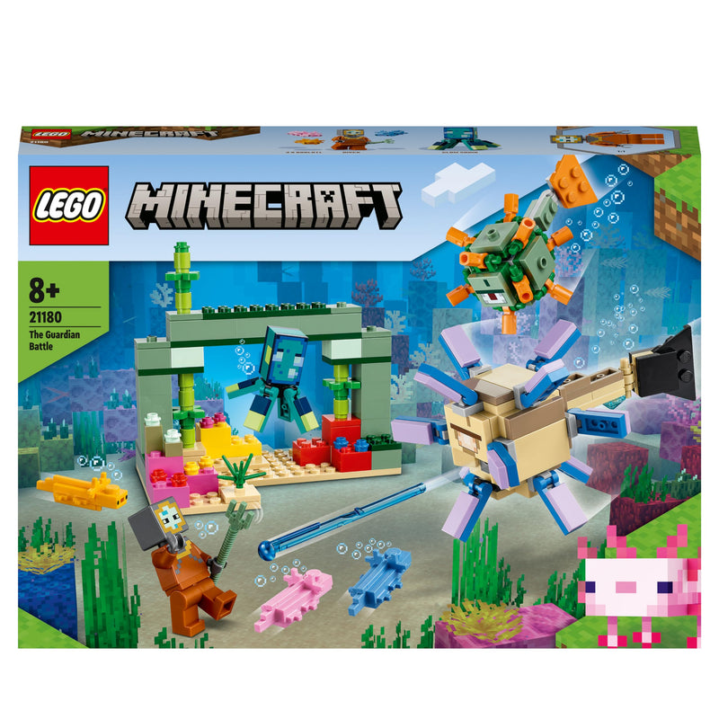 LEGO 21180 Minecraft The Guardian Battle Set, Coral Fish Toy, Gifts for Kids, Boys and Girls Age 8 Plus with Mobs Figures