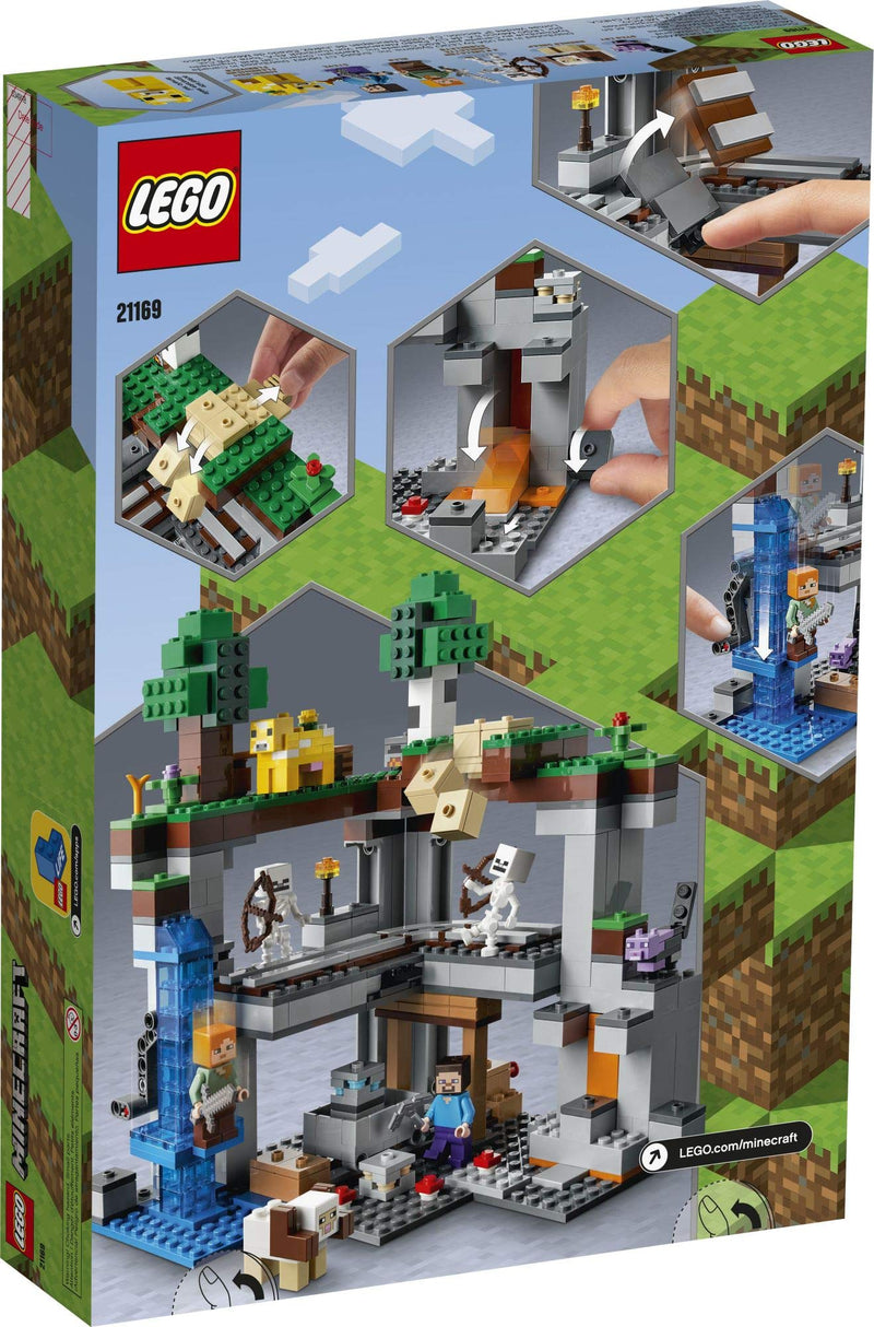 LEGO Minecraft The First Adventure 21169 Hands-On Minecraft Playset; Fun Toy Featuring Steve, Alex, a Skeleton, Dyed Cat, Moobloom and Horned Sheep, New 2021 (542 Pcs), Multicolor