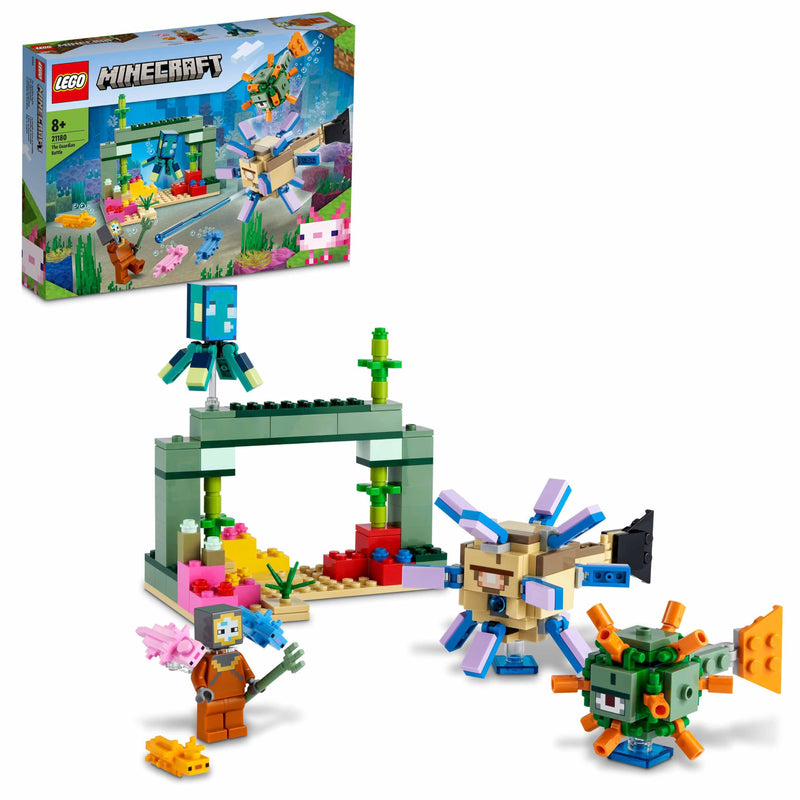 LEGO 21180 Minecraft The Guardian Battle Set, Coral Fish Toy, Gifts for Kids, Boys and Girls Age 8 Plus with Mobs Figures