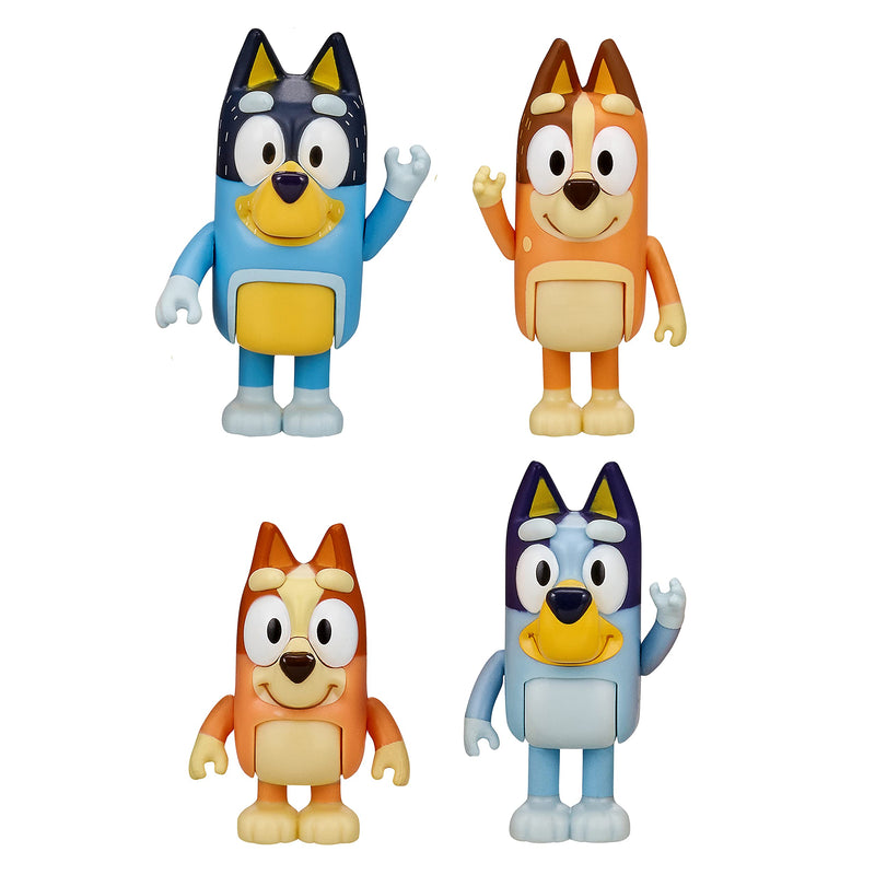 Bluey Figurines, Multicoloured, Family 4-pack (Original Version)