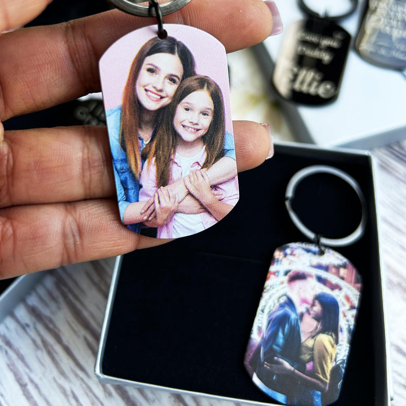 Eliphs Personalised Photo Engraved Keyring Fathers Mum Dad Keychain from Daughter Son Custom Photo Keychain Birthday First Father Mother Gifts Baby Keepsakes(Calander) - Gift Guide