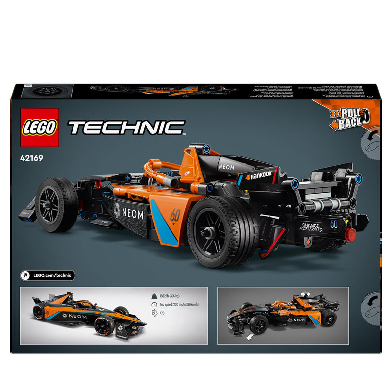 LEGO Technic NEOM McLaren Formula E Race Car Toy for 9 Plus year Old Kids, Boys & Girls, Model Pull-Back Vehicle Building Set, Kids' Bedroom Decoration, Birthday Gift Idea 42169