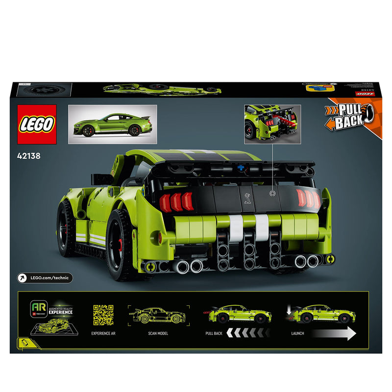 LEGO Technic Ford Mustang Shelby GT500 Set, Pull Back Drag Toy Race Car Model Building Kit, Gifts for Kids and Teens with AR App Play Feature 42138