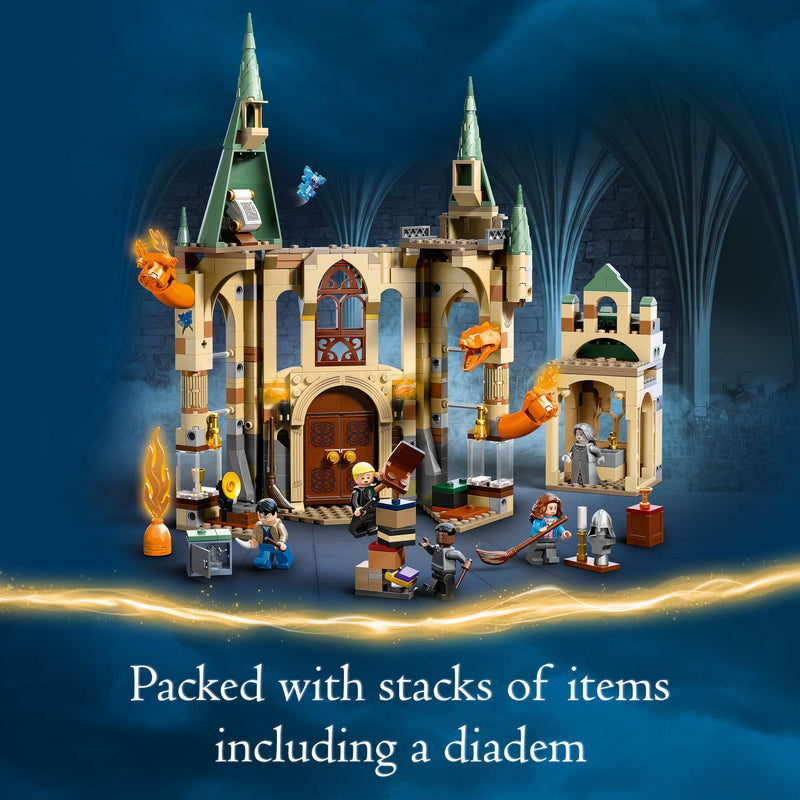 LEGO Harry Potter Hogwarts: Room of Requirement 76413, Castle Toy with Transforming Fire Serpent Figure, Deathly Hallows Modular Building Set, Grey