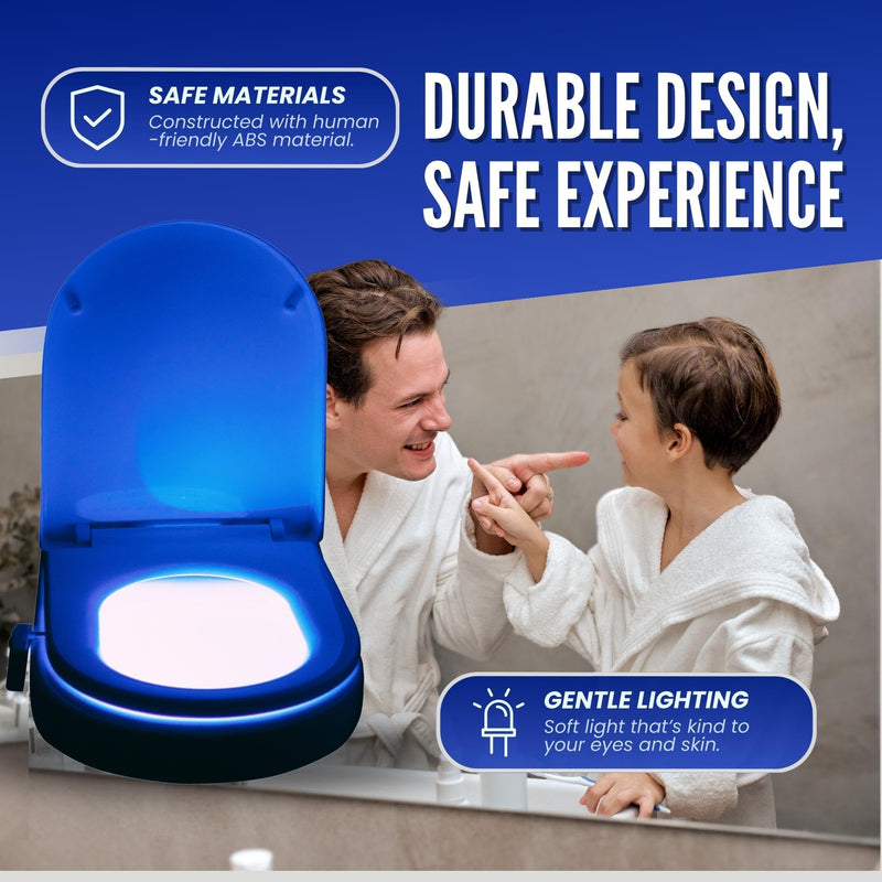 CUQOO Motion Sensor Toilet Night Light – 10 Colour LED | Hygienic, Battery Operated, Universal Fit | Easy Installation & Wide Angle Sensor | Smart New Home Gifts for Bathroom