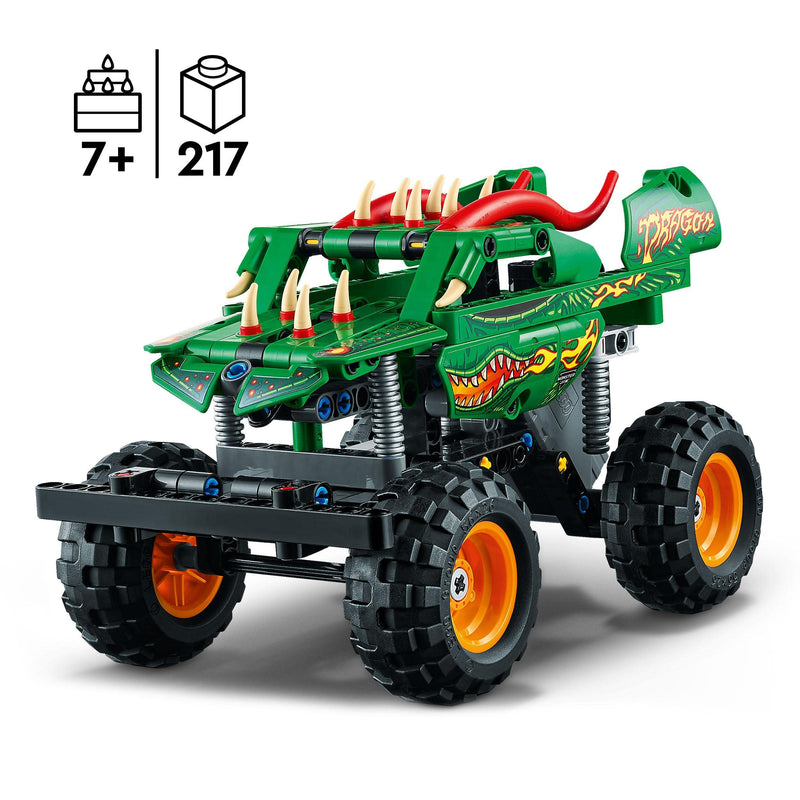 LEGO Technic Monster Jam Dragon Monster Truck Toy for 7 Plus Year Old Boys and Girls, 2in1 Racing Pull Back Car Toys for Off Road Stunts & Imaginative Play, Kids' Birthday Gift Idea 42149