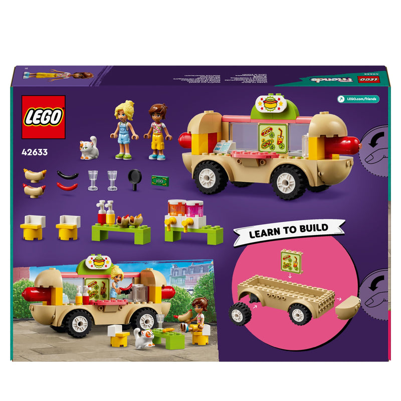 LEGO Friends Hot Dog Food Truck Toy for 4 Plus Year Old Girls, Boys & Kids, Vehicle Set with Mini-Doll Characters, Cat Figure and Kitchen Accessories, Pretend Restaurant Play, Birthday Gift 42633