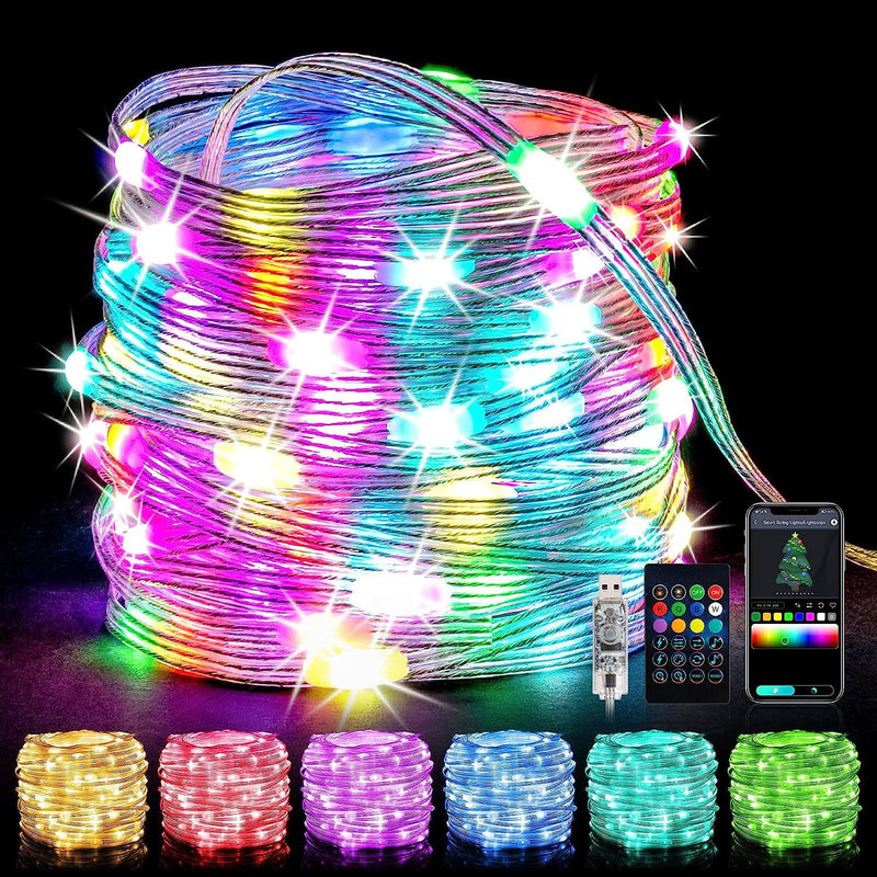 Oreunik Smart App Control Lights,33FT 100LED RGB Fairy Lights for Bedroom,DIY Color&Music Sync String Lights for Bedroom Hanging Fairy Lights,Party,Wedding,Birthday,Christmas Decoration - Gift Guide