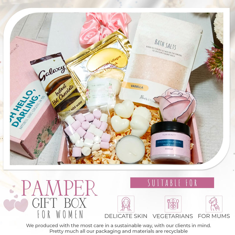 Pamper Gift Set for Women, Self Care Gift, Birthday Hamper Pamper Set for Her, Hug in a Box - Vanilla