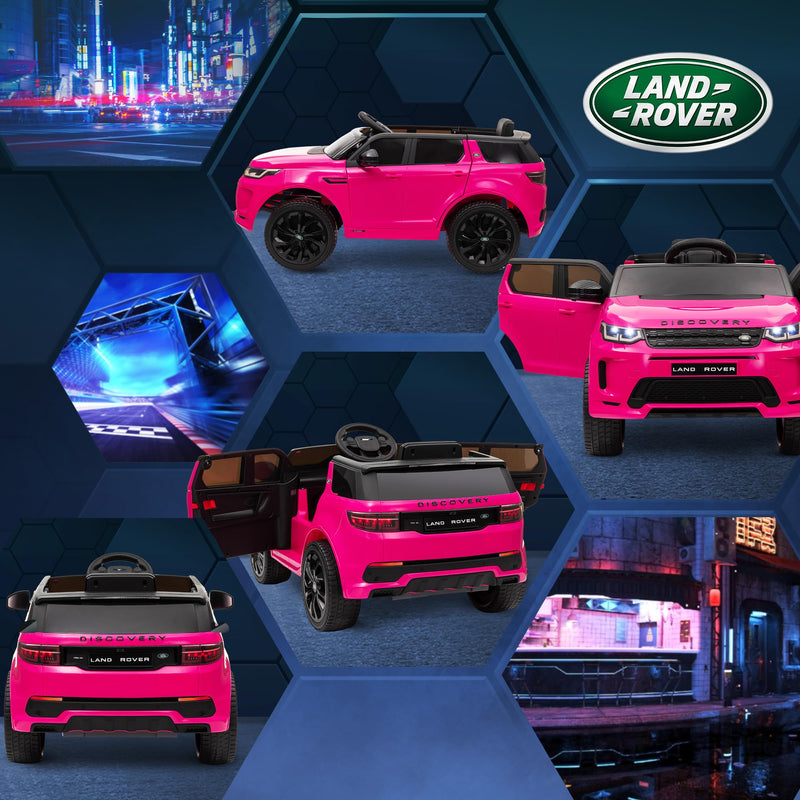 AIYAPLAY Land Rover Discovery Sport Licensed Kids Electric Car, 12V Ride on Car with Remote Control, LED Lights Music Horn, for 3-6 Years - Pink