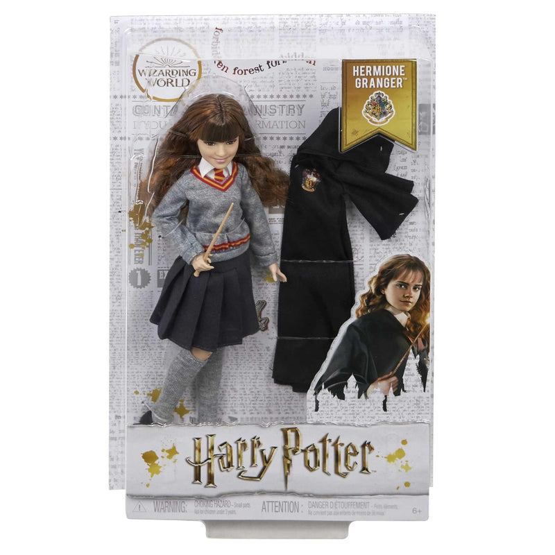 Mattel Harry Potter Hermione Granger Collectible Doll (10-in) with Hogwarts Uniform, Gryffindor Robe and Wand, FYM51