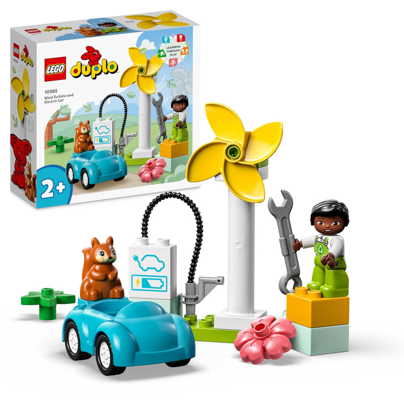 LEGO DUPLO Town Wind Turbine and Electric Car Toy for 2 Plus Year Old Toddlers, Boys and Girls, Educational Toys with Figures, Sustainable Living Playset 10985