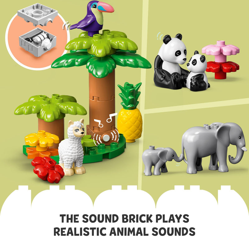 LEGO DUPLO Wild Animals of the World Toy with 22 Animal Figures, Sounds and World Map Playmat, Educational Gifts for Toddlers, Kids, Girls & Boys Aged 2-5 Year Old 10975