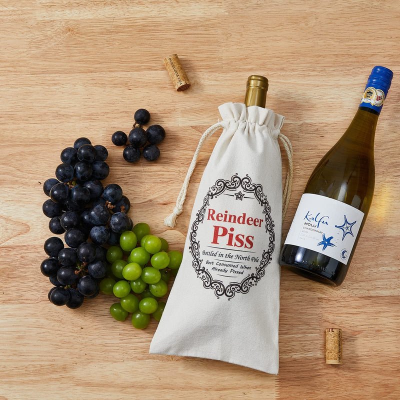 RF&CM Reindeer P!ss Christmas Funny Novelty Wine Bottle Bag Bags Humour Secret Santa - Gift Guide