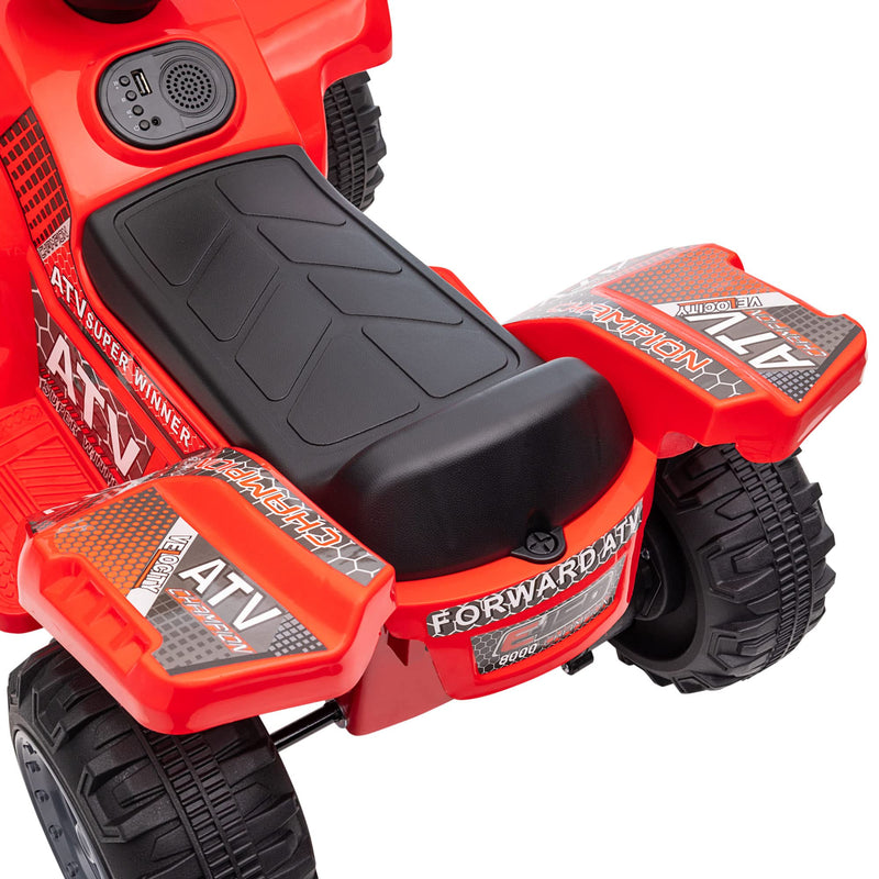 HOMCOM 6V Kids Electric Ride on Car Toddlers Quad Bike ATV Toy With Music for 18-36 months Red