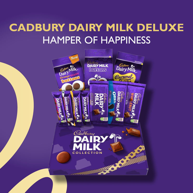 Cadbury Dairy Milk Deluxe Chocolate Hamper, Gift Box of 10 Assorted Chocolate Bars and Bags, 1.04 kg - Gift Guide