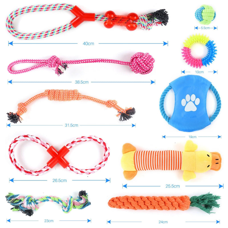 Fur & Bone 10 Pack Dog Chew Toys | Puppy Toys Dog Toys for Boredom | Indestructible Dog Toys with Rope Toys, Squeaky Toy | Dog Toy, Dog Teething Toys for Small & Medium Dogs | Dog - Gift Guide