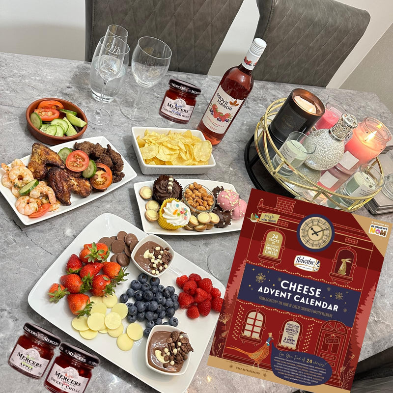 Ilchester Cheese Advent Calendar 2024, Chutney and Christmas Card - World's First Cheese Advent, 24 Individually Wrapped Cheese Selection - Cheese Gifts, Chutney Gift Sets, Unique Food Advent Calendar - Gift Guide