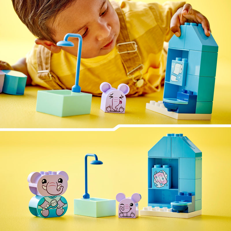 LEGO DUPLO My First Daily Routines: Bath Time Playset, Toddler Learning Toys for Girls & Boys 18 Months Plus, with 2 Elephant Toy Animal Figures, Helps Preschool Kids Role-Play Potty Training 10413