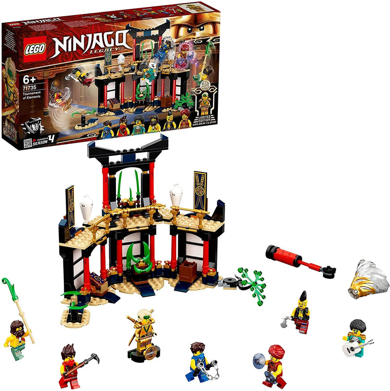 LEGO 71735 NINJAGO Legacy Tournament of Elements Temple Building Set with Battle Arena and Collectible Gold Ninja Lloyd Figure