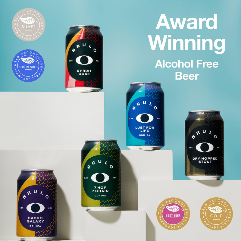 Brulo Non-Alcoholic Beer - Luxury Gift Sets Alcohol-Free, Low-Calorie, & Vegan. (5 Fruit Gose Gift Set)