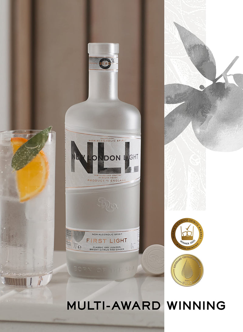 New London Light 'First Light' - Alcohol Free Gin, 70cl | Drink With Tonic | Dry Juniper, Citrus and Ginger Flavours | We support 1% for the oceans