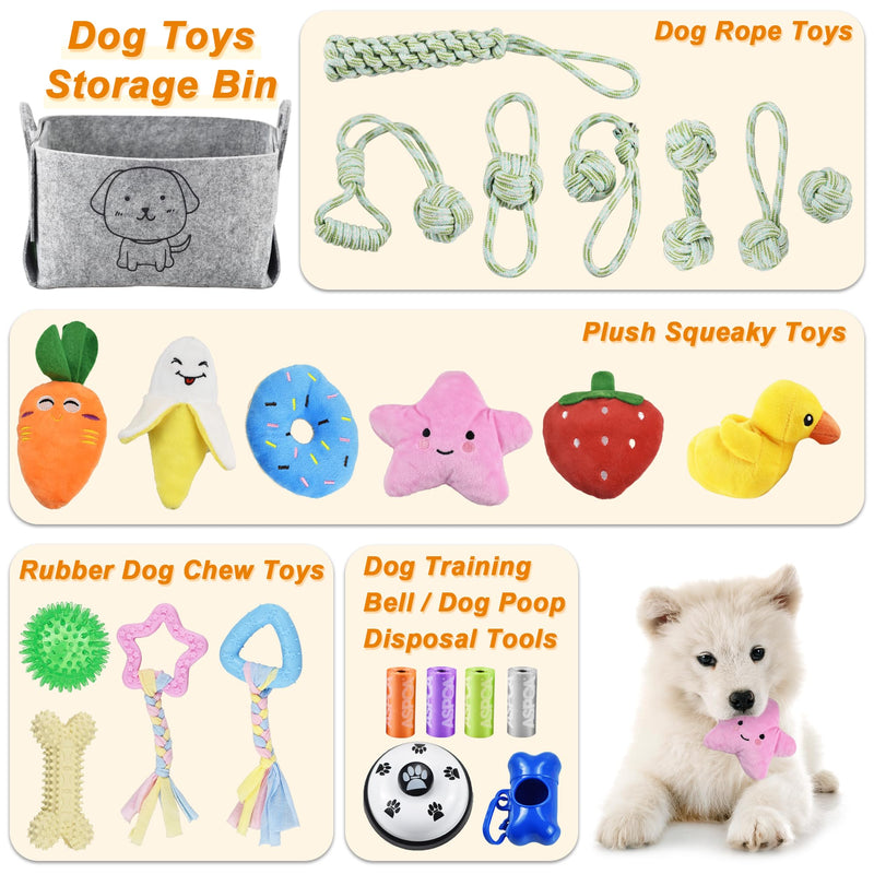 Ousiya 24 PACK Puppy Toys Set, Small Dog Toys Puppy Teething Toys with A Storage Box, Puppy Rope Toy Puppy Chew Toy Dog Toys for Small and Medium Dogs Playing and Training - Gift Guide