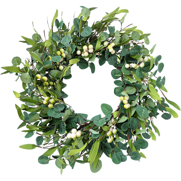 Weldomcor Artificial Wreath, Artificial Eucalyptus Wreaths for the Front Door Wreath Large Green Leaf Wreaths with Berries for Wedding Door Party Window Wall Decor (Eucalyptus Wreath) - Gift Guide