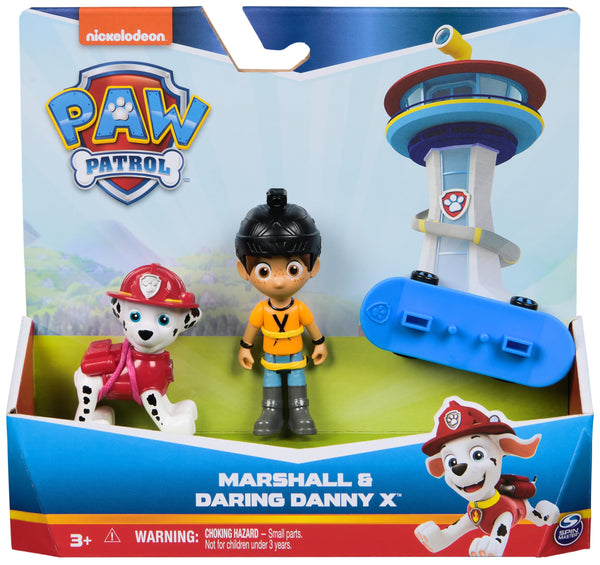 Paw Patrol Marshall and Daring Danny X Figures set with Skateboard, Kids’ Toys for Boys and Girls Aged 3 and Up