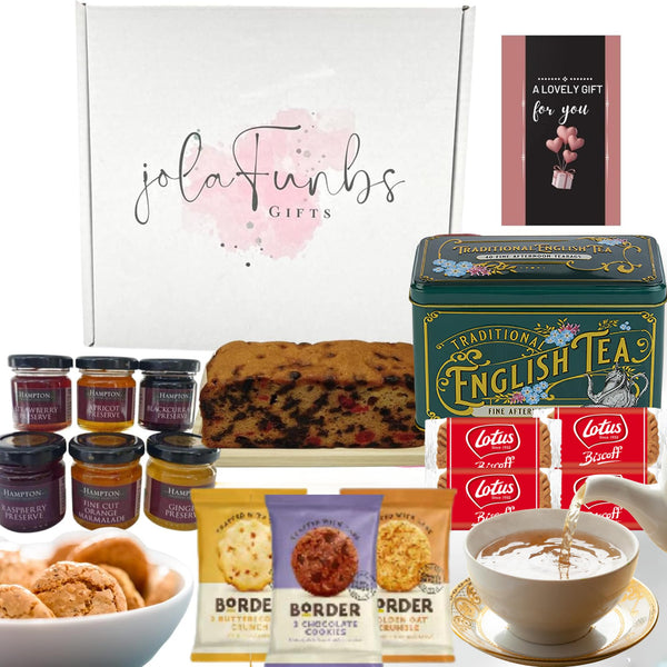 Afternoon Tea Hamper & Biscuits Gift Set Hampers -Hamper Gifts with English Tea Tin,Lotus Biscoff &More- Self Care Hamper, Valentine, Christmas, Mother Day,Father Day,Birthday,Gifts For Tea Lovers - Gift Guide