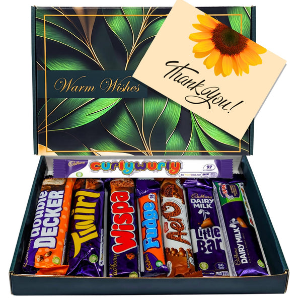 Thank you Chocolate Gift Box - 8 Full Sized Bars - Perfect Letterbox Gift Hamper - Mix Of Cadbury chocolate & Nestle Aero For Kids - Him and Her - Gift Guide