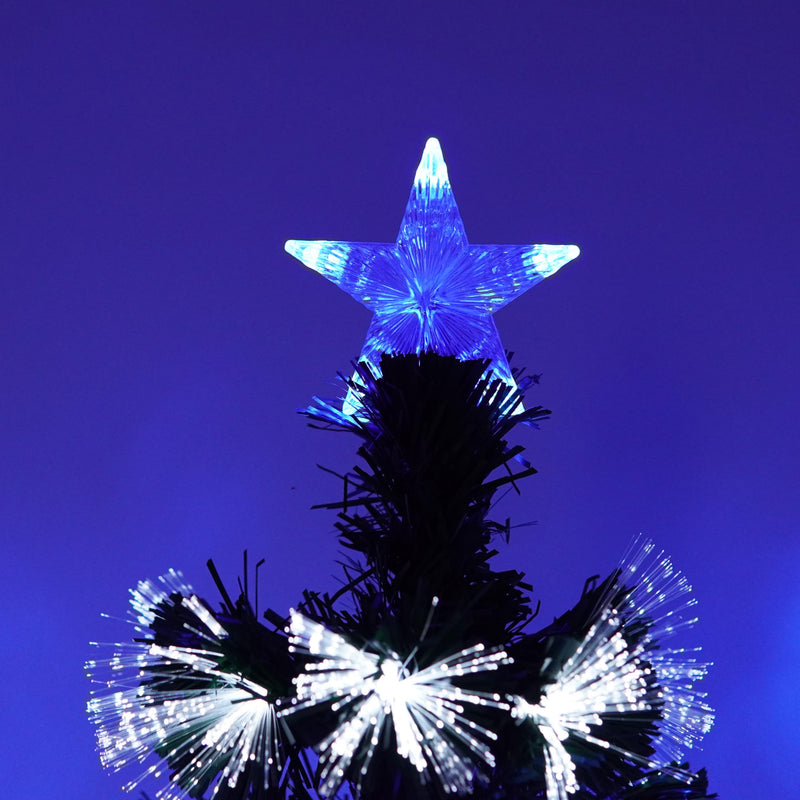 Asinse 6ft Fiber Optic Artificial Christmas Tree, 250 Blue&White LED Lights, Pre-Lit Xmas Tree with 110 Transparent Stars, Metal Stand (6FT/180CM, Type 3) - Gift Guide