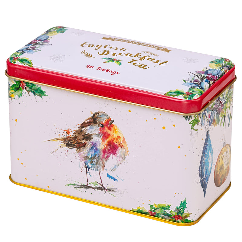 New English Teas Christmas Robin Tea Tin with 40 English Breakfast Teabags - Gift Guide