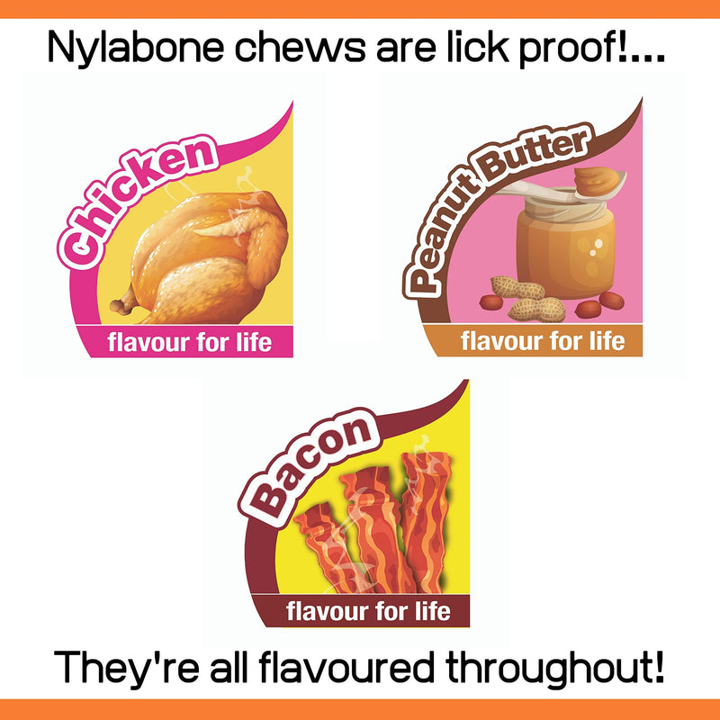 Nylabone Extreme Tough Dog Chew Toy Bones, Peanut Butter, Chicken, Bacon Flavoured, 3-Piece, Small, For Dogs Up To 11 kg - Gift Guide