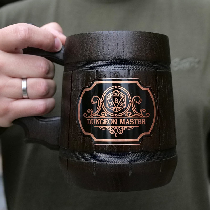 Dungeon Master Mug. Gamer Mug. Wooden Beer Tankard Made in Ukraine. Gift for Boyfriend. Wood Stein Dungeons and Dragons Mug. Wooden Mug. D&D Tankard. Geek Gift for Gamer/for Him. 0.6L 22 ounces