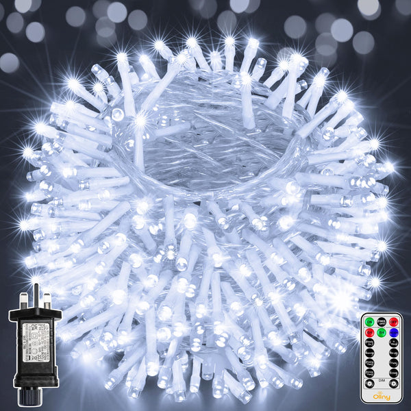 Ollny Christmas Decorations Fairy Lights - 40m 400LED Outdoor Christmas Tree Lights Xmas String Lights/8 Lighting Modes Cluster Bedroom Garden Window Garland Outside Lights Mains Powered(Cool White) - Gift Guide