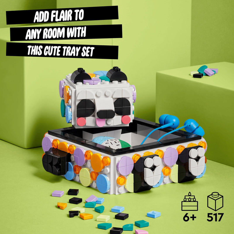 LEGO DOTS Cute Panda Tray 41959 DIY Craft Kit; A Personalised Storage Idea for Arts-And-Crafts Fans; A Creative Toy Activity That Encourages Unique Designs and Is a Fun Gift for Ages 6+ (517 Pieces)