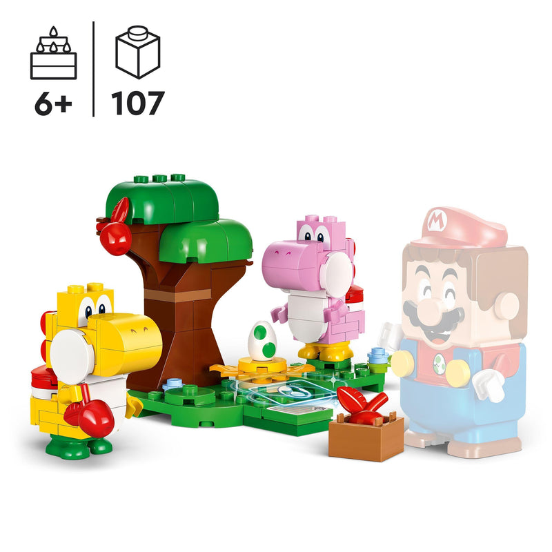 LEGO Super Mario Yoshis’ Egg-cellent Forest Expansion Set, Collectible Role-Play Toy for 6 Plus Year Old Boys, Girls & Kids with 2 Brick-Built Yoshi Character figures, Small Gifts for Gamers 71428