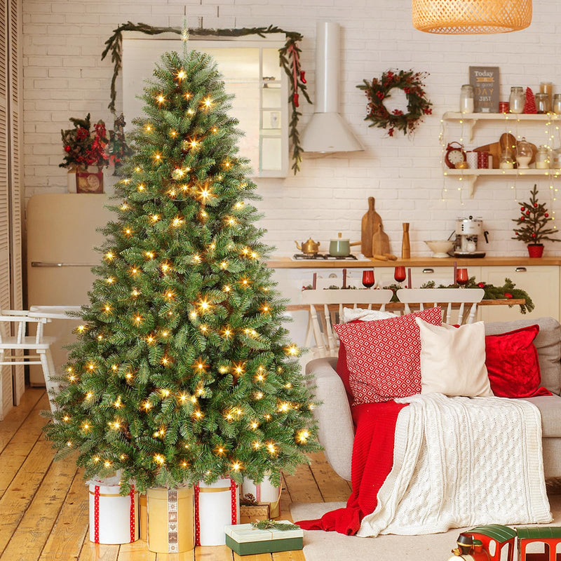 SHareconn 6FT Pre-Lit Artificial Christmas Tree with 330 Warm White & Multicolor LED Lights, 8 Light Modes, Xmas Tree with 1018 PE & PVC Branch Tips, Metal Stand, Easy Assembly and Foldable - Gift Guide