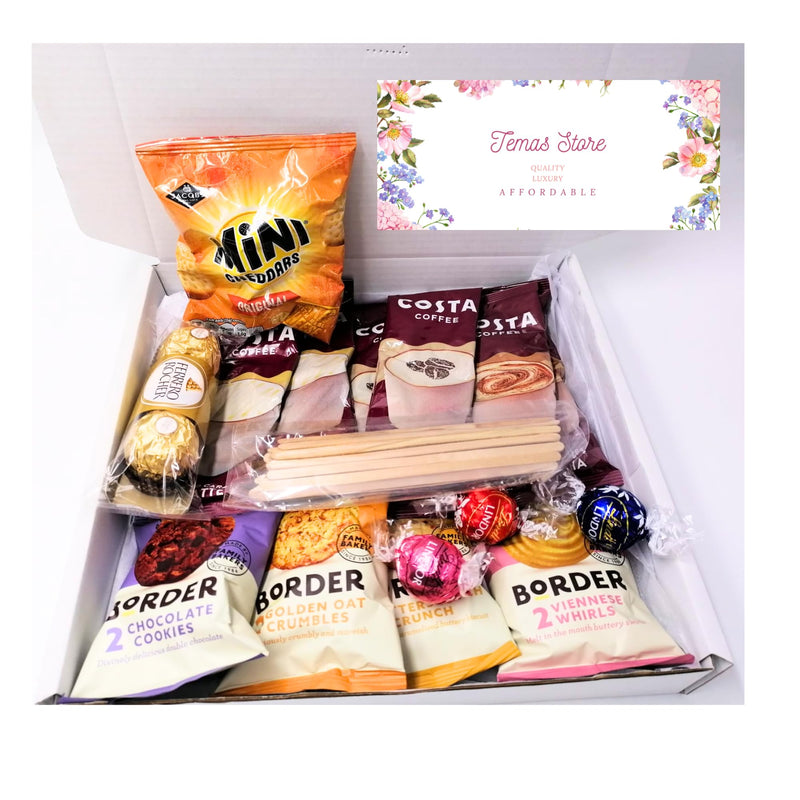 Temas Instant Coffee Gift Box For Men and Women - Coffee Lovers Gifts Set Hamper - Instant Coffee, Border biscuits, Chocolates, and Stirrer - Delights for All Occasions (Coffee Box B) - Gift Guide