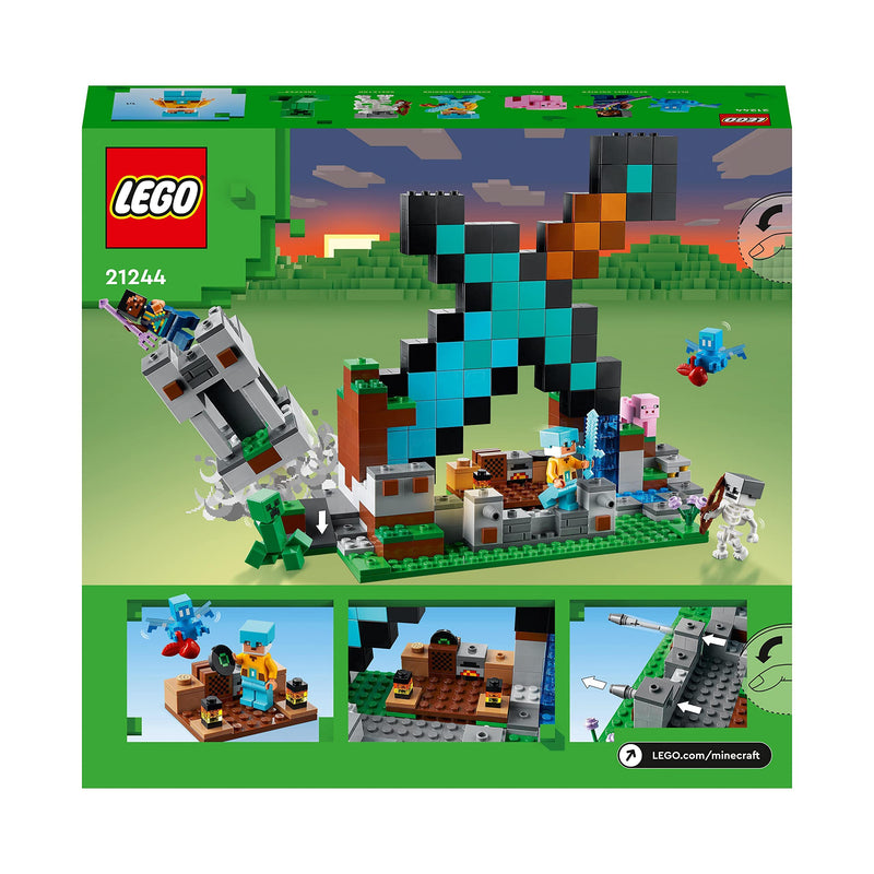 LEGO Minecraft The Sword Outpost Building Toy for Kids, with Creeper, Soldier, Pig and Skeleton Figures, Gift for Boys and Girls Aged 8 Plus Years Old 21244