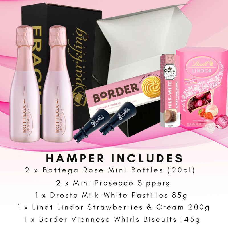 Birthday Gifts for Her, Bottega Rose Gold Sparkling Wine Gift Set, Best Friend Hamper - UK Delivery