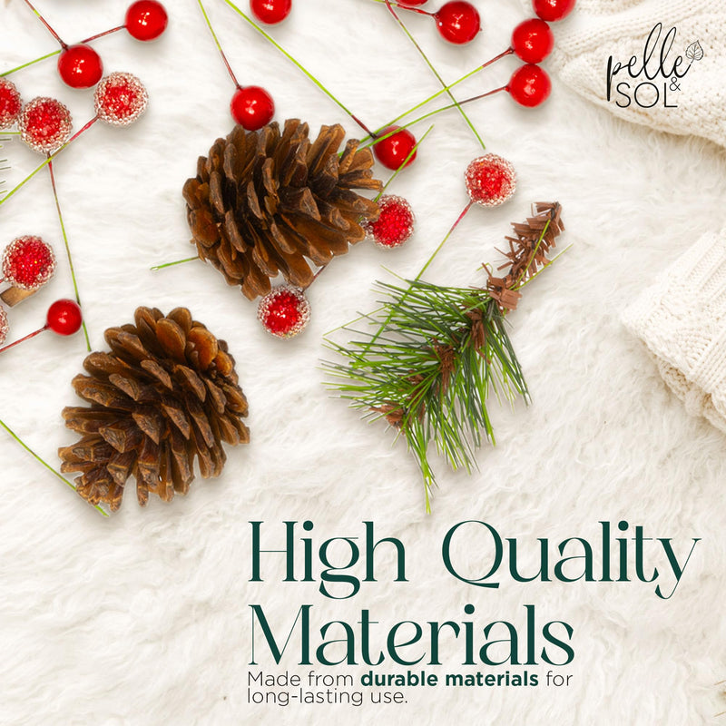 Pelle & Sol 130Pcs Wreath Making Kit | Wreath Making, Realistic Pine Cones & Berry DIY Crafts, Christmas Wreath Decorations, Christmas Wreath Making Supplies, Wreath Making Supplies, Christmas Foliage - Gift Guide