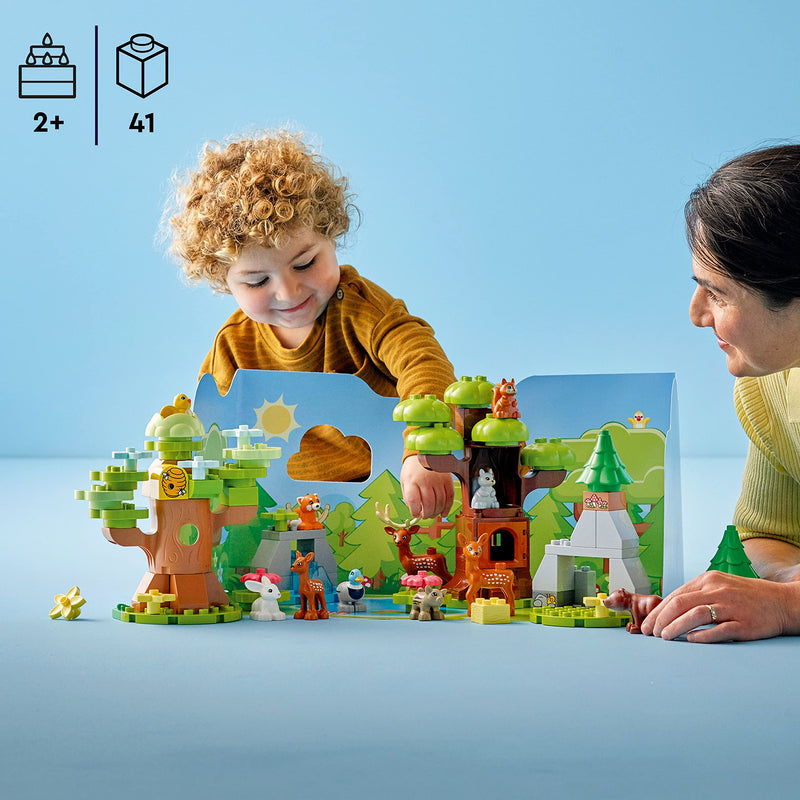 LEGO DUPLO Wild Animals of Europe 10979, Preschool Learning Toys for Toddlers 2 Plus Years Old with Deer, Bear, Fox Forest Animal Figures
