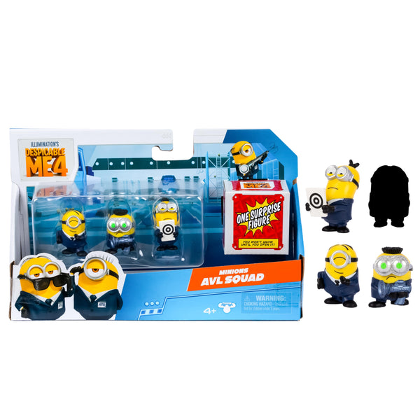 MINIONS Despicable Me 4 4 Figure Packs AVL Squad | 5.8cm Collectible Figures | Pack Has 3 Figures Visible Plus 1 Surprise Figure Hidden