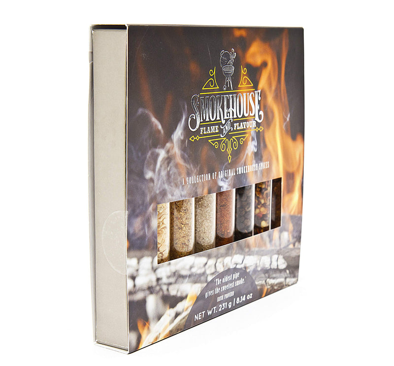 Eat.Art Barbecue Smokehouse Flame and Flavour BBQ Rub Set - 8 Unique Smoked Spice Selection Box - Unusual Fathers Day Cooking Gifts - For Gourmet Foodies Smokey Sunday Roast Spices