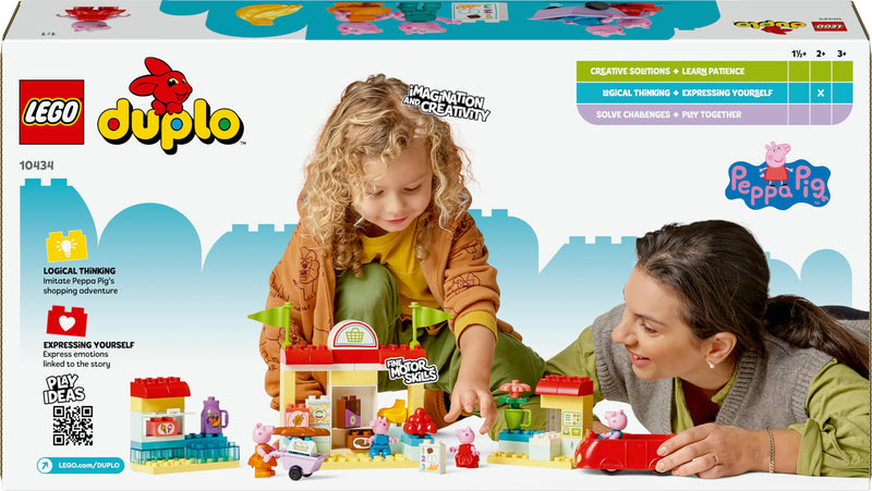 LEGO DUPLO Peppa Pig Supermarket, Shop Toy with Car and 4 Figures Incl. Mummy, Daddy and George, Early Development Activity, Toddler Learning Toys for 2 Plus Year Old Girls & Boys, Gift Idea 10434