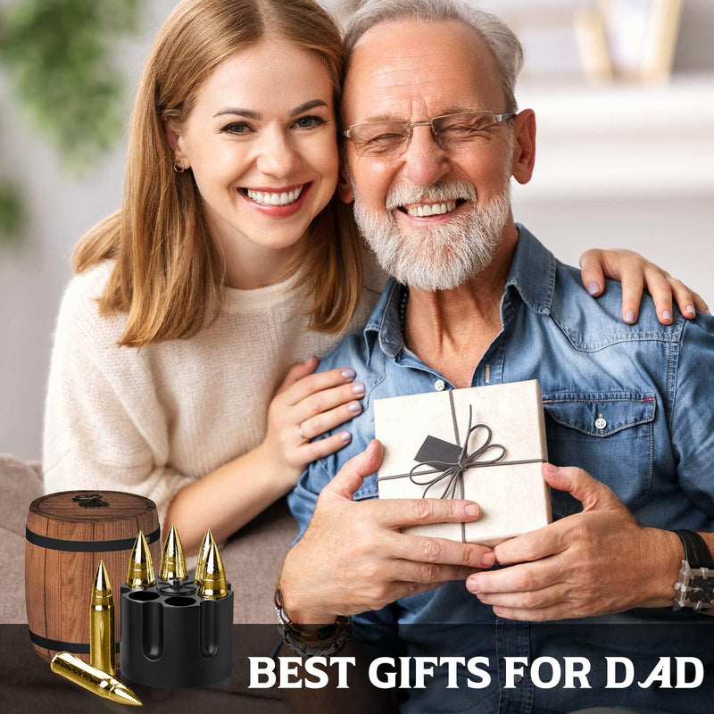 Whiskey Christmas Mens Gift Set with 6 Pcs Stones and Bag, Whisky Stones Gifts for Men Him Husband, Secret Santa Whisky Rocks Reusable Ice Cube for Bourbon Scotch Gin, Xmas Presents Stocking Fillers