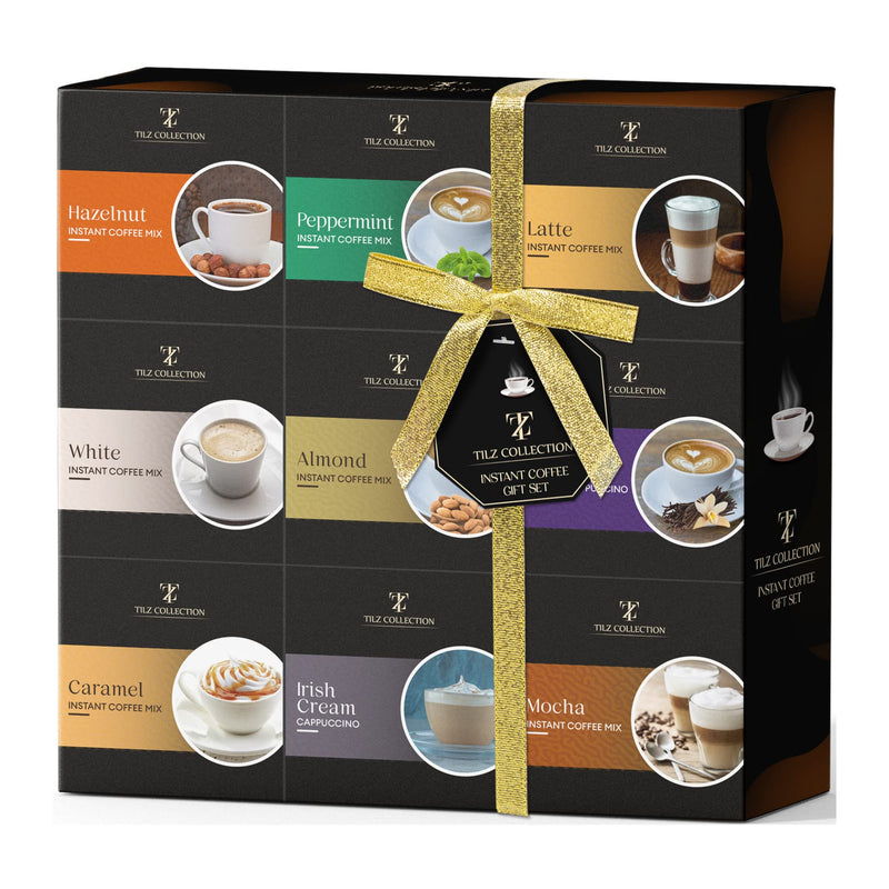 Coffee Gift Set - 9 Instant Coffee Selection Gift Set | Christmas Coffee Gifts For Women & Men |Coffee Selection Of Hazelnut, Caramel, French Vanilla, Irish, Latte, Coffee Gifts For Women (Instant) - Gift Guide
