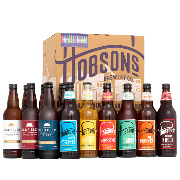 Hobsons Mixed Beer & Cider Gift Set Case - 12 x 500ml Bottles - Premium Real Ale & Cider From a Craft UK Brewer